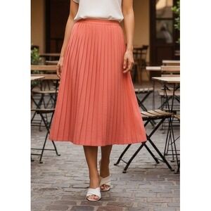 The Very Thing Women's Midi Skirt Pleated Flowy Boho Preppy Casual Size 18 Coral